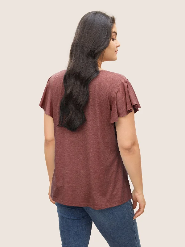 solid-heather-gathered-ruffle-cap-sleeve-t-shirt