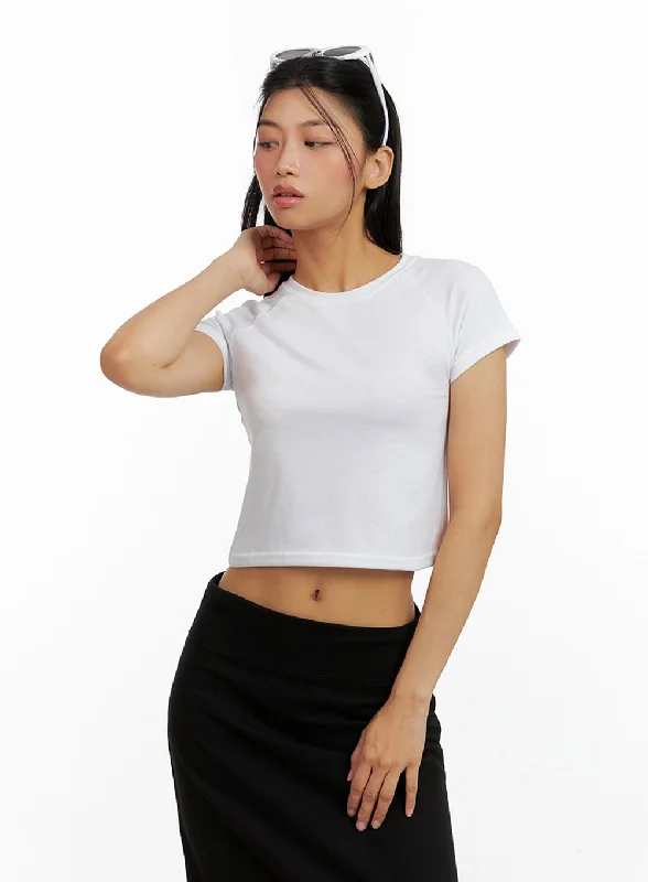 Solid Round Neck Crop Top IL419