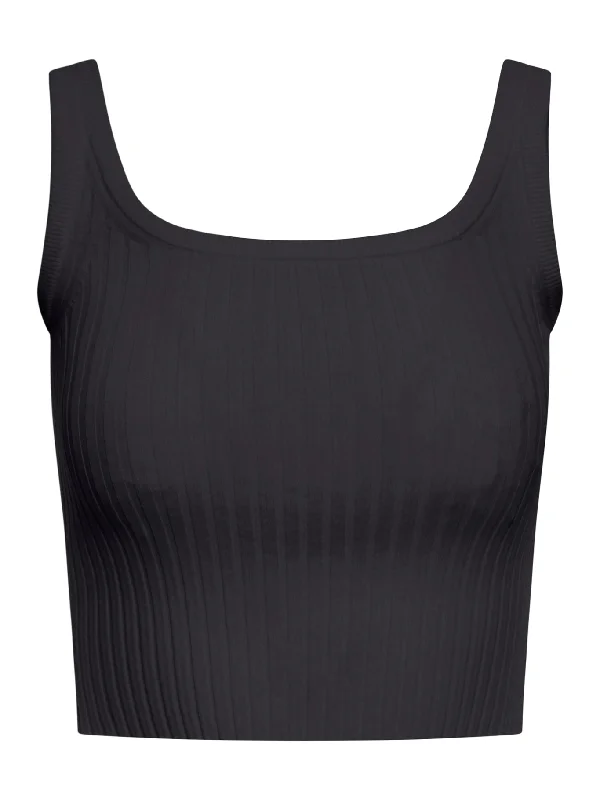 Fitted crop tank top in stretch viscose