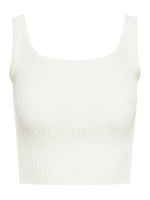 Fitted crop tank top in stretch viscose