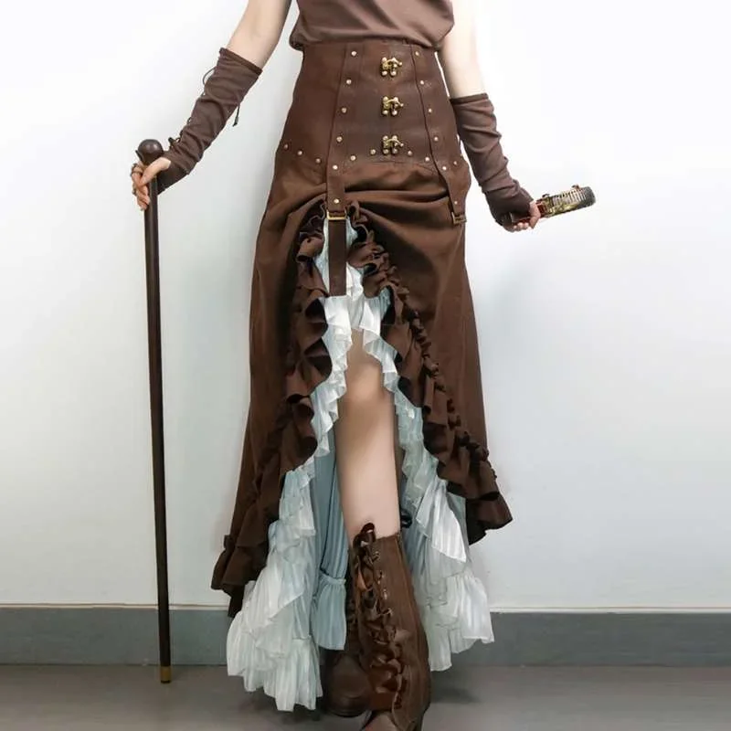 Steampunk ruffled skirt