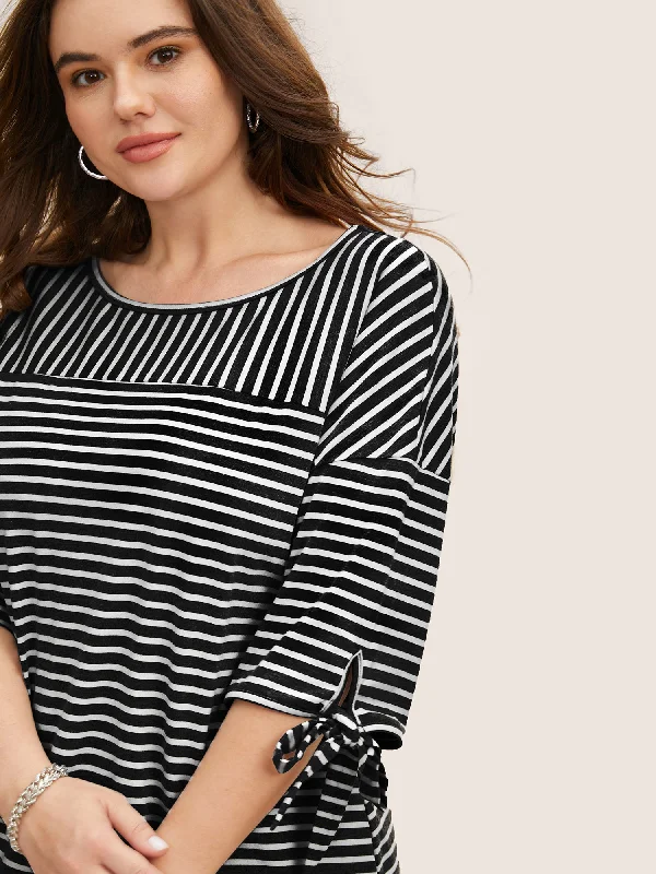 striped-boat-neck-tie-knot-t-shirt