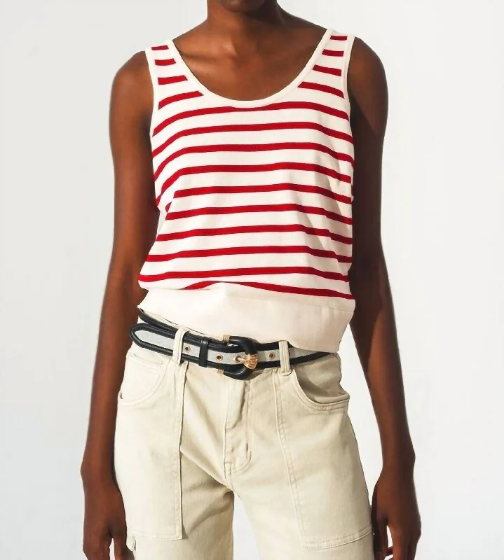 Striped Cropped Top In Red And White