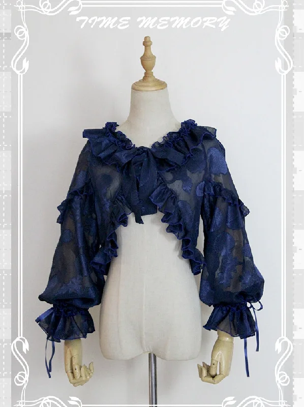 sweet-lolita-chiffon-shirt-lantern-sleeve-cardigan-with-bow