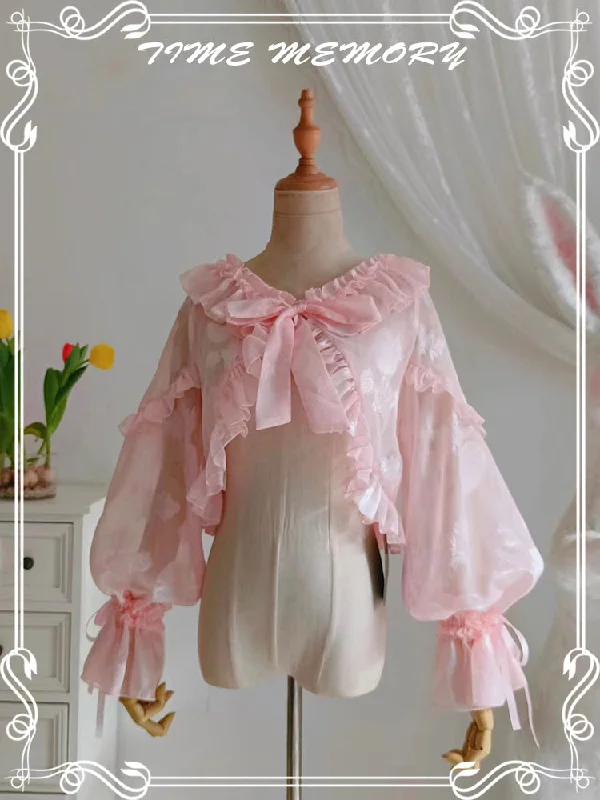 sweet-lolita-chiffon-shirt-lantern-sleeve-cardigan-with-bow