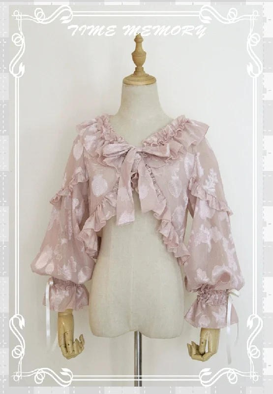 sweet-lolita-chiffon-shirt-lantern-sleeve-cardigan-with-bow