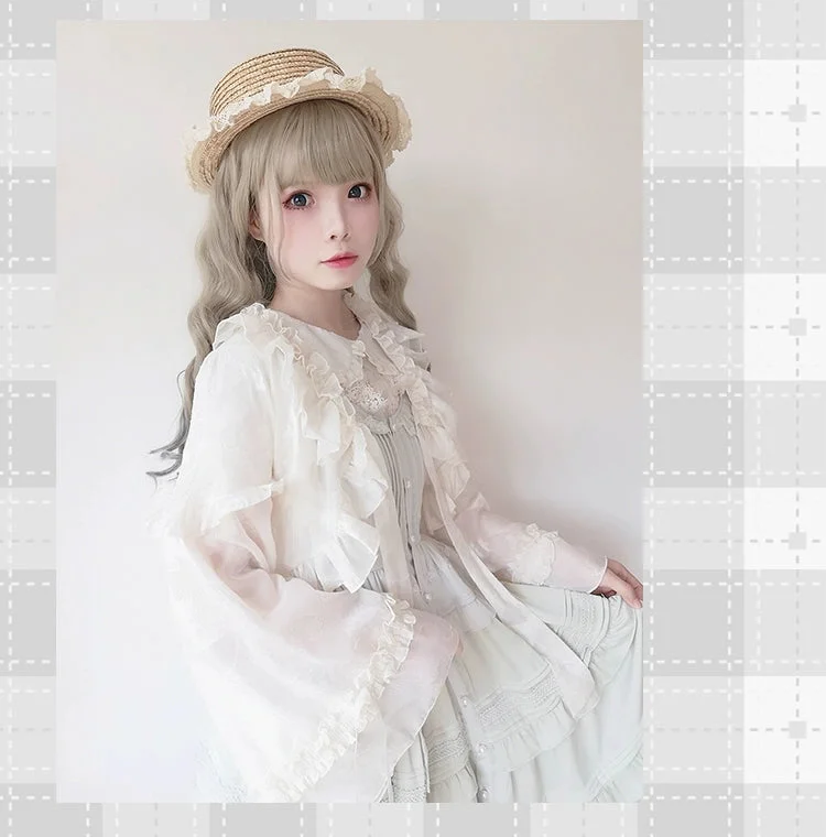 sweet-lolita-chiffon-shirt-lantern-sleeve-cardigan-with-bow