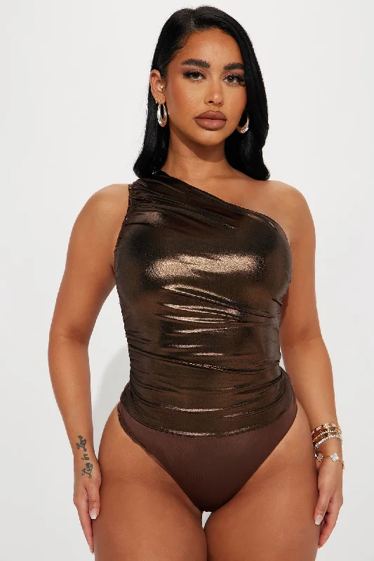 Taking The Prize One Shoulder Bodysuit - Bronze