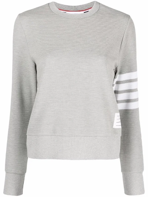 Light Grey Ottoman Rib 4-Bar Crew Neck Sweatshirt