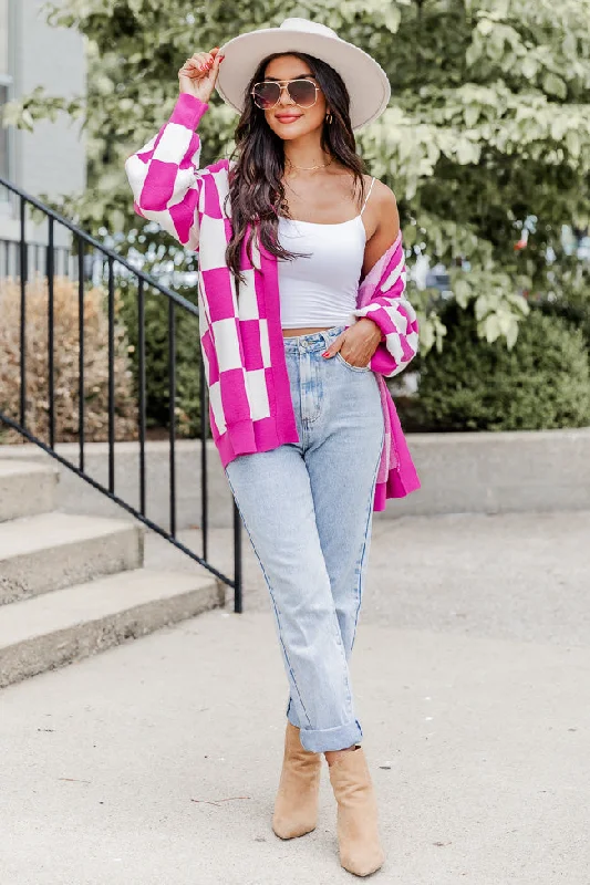 trying-your-best-magenta-checkered-cardigan