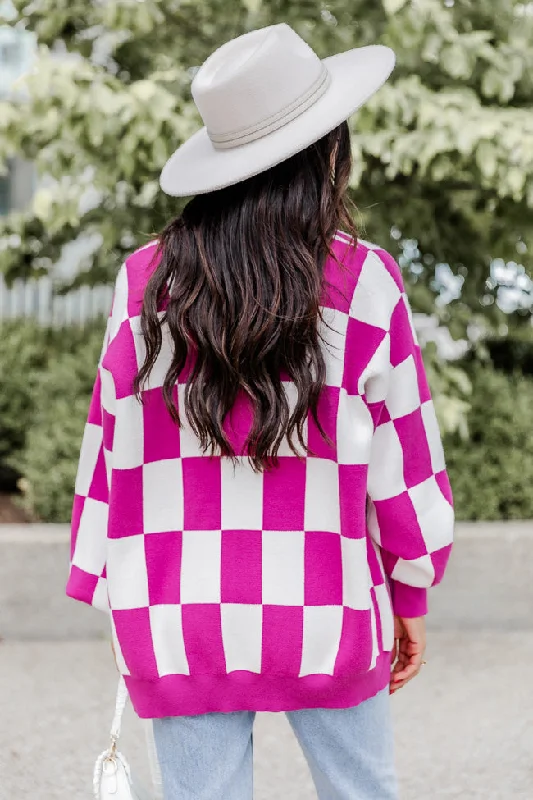 trying-your-best-magenta-checkered-cardigan