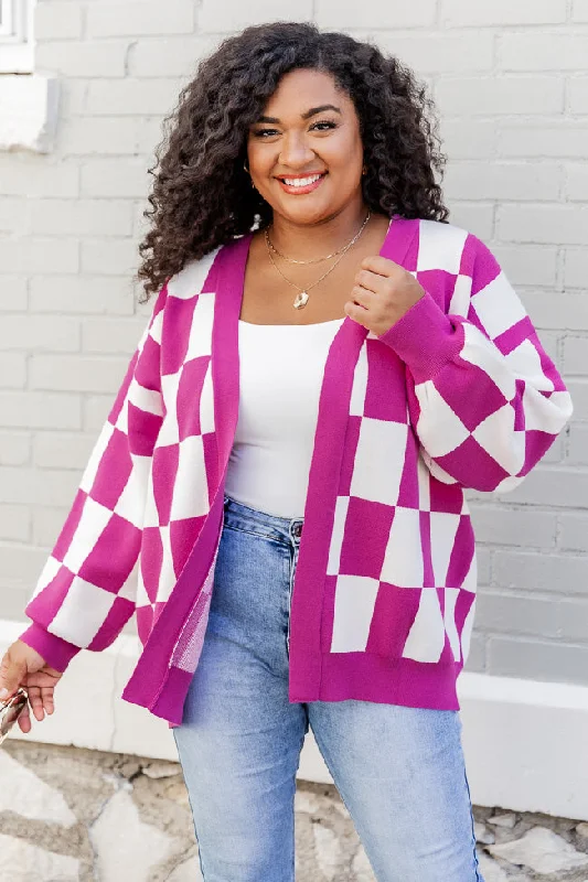 trying-your-best-magenta-checkered-cardigan