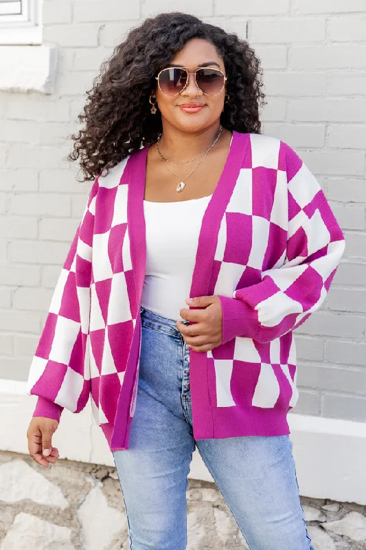 trying-your-best-magenta-checkered-cardigan