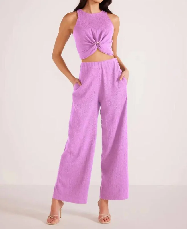 Unity Ring Textured Tank And Pant Set In Lilac