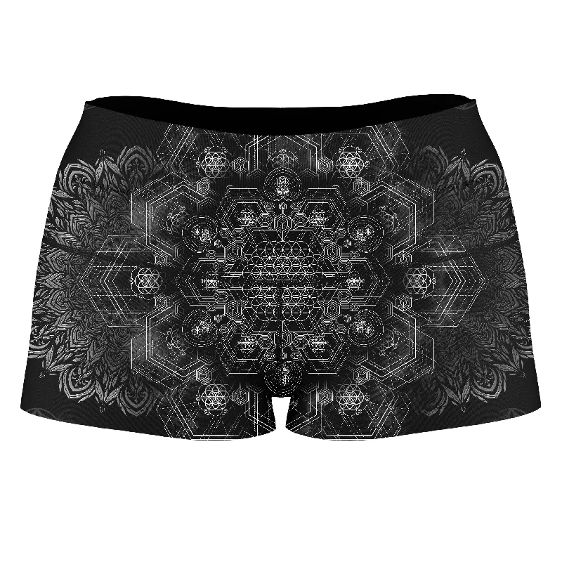 Unveiling The Grid Black High-Waisted Women's Shorts