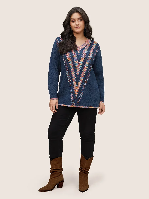 v-neck-colour-heather-geometric-pullover