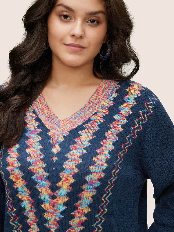 v-neck-colour-heather-geometric-pullover