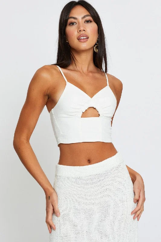 White Crop Top Sleeveless